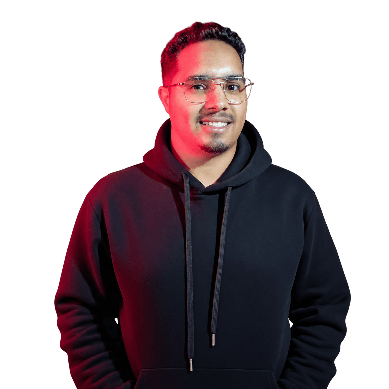 Hamza El Marjani wearing a dark hoodie